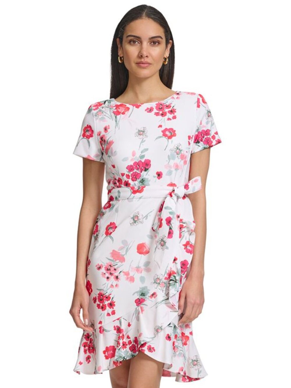 Calvin Klein Women's Floral-Print Faux-Wrap Dress